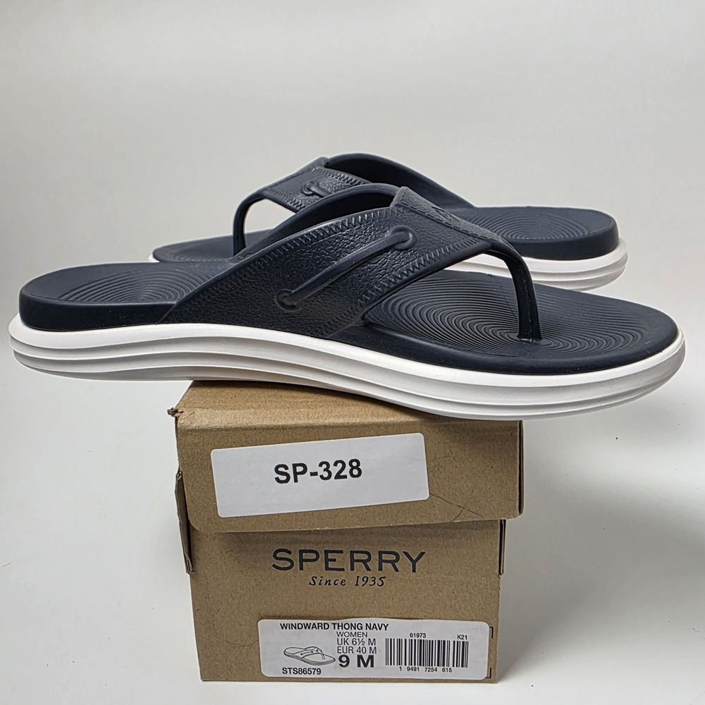 NEW Women's SPERRY Windward Thong Flip-Flops Navy Size 9M #921 - Picture 3 of 7